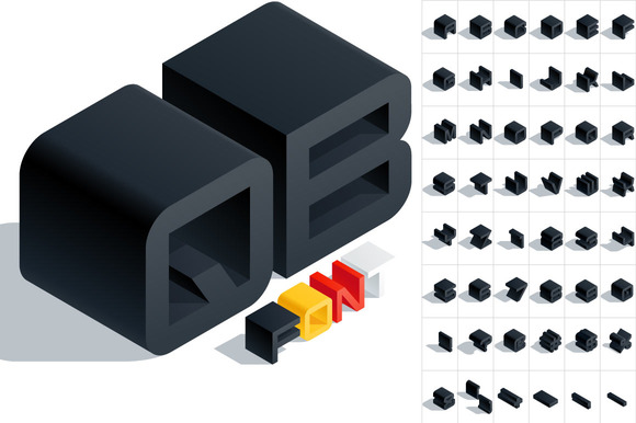 Vector 3D Isometric Black Letters