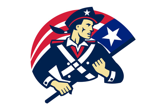 american patriot minuteman flag retr ~ Illustrations on Creative Market