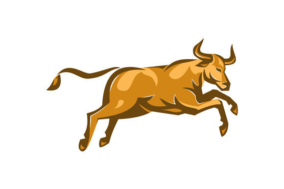 Texas Longhorn Bull Jumping Side Ret