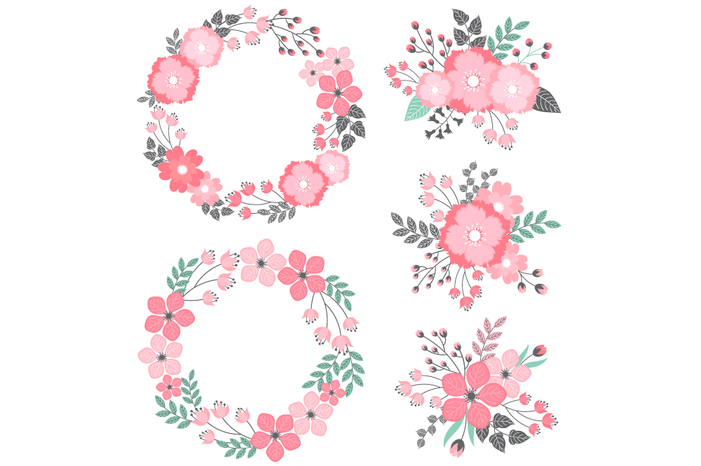 Pastel Floral Wreath & Bouquets ~ Illustrations on Creative Market