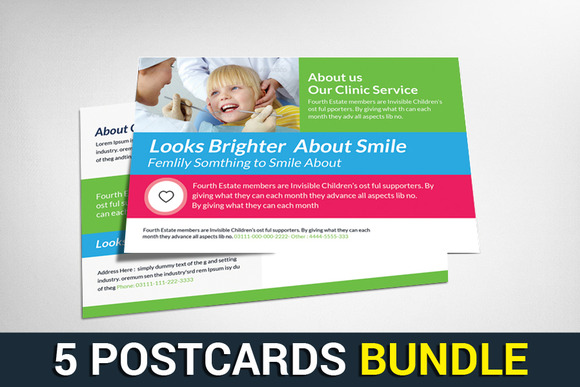 5 Corporate Business Postcard Bundle