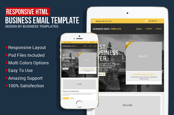 Responsive Business Email Template Html Css Themes On Creative Market Responsive Email Template Html Code