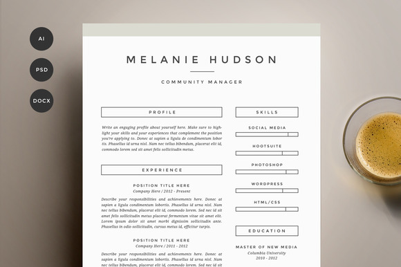 Professional resume template bundle, cover letter 