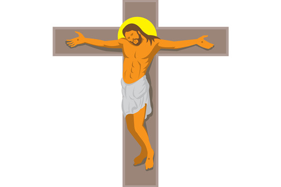 Jesus Christ On Cross Retro
