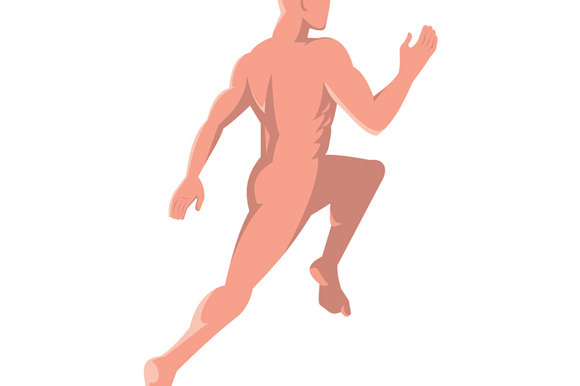 Male Human Anatomy Running Rear