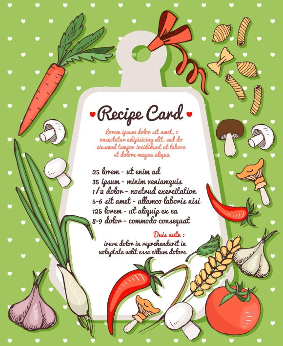 Recipe Card With Vegetables Pasta