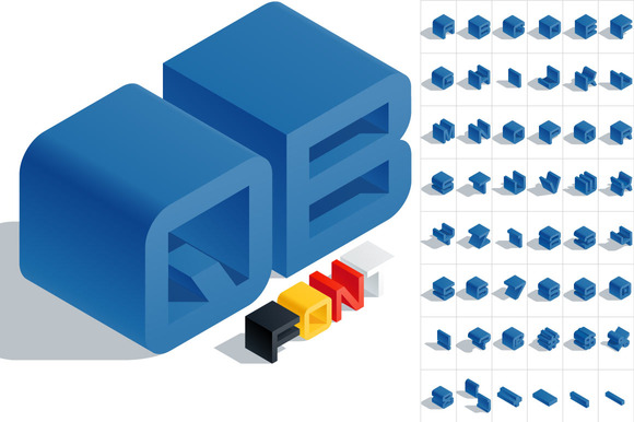 Vector 3D Isometric Blue Letters