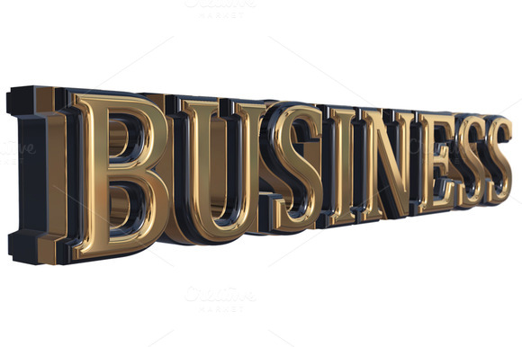 Golden Business 3D Text Isolated