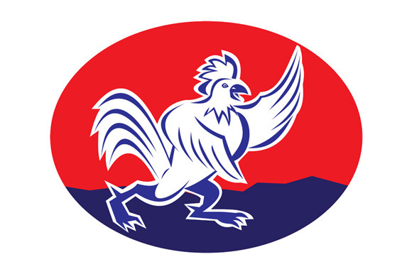 Cartoon Rooster Chicken Pointing Win