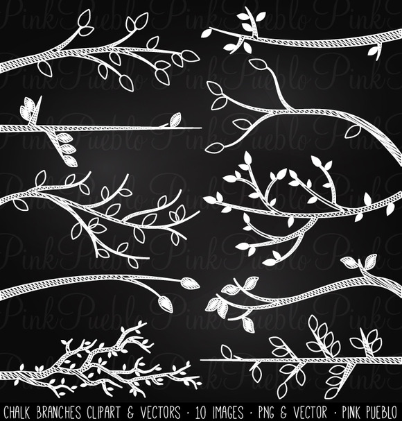 Chalkboard Tree Branch Silhouettes