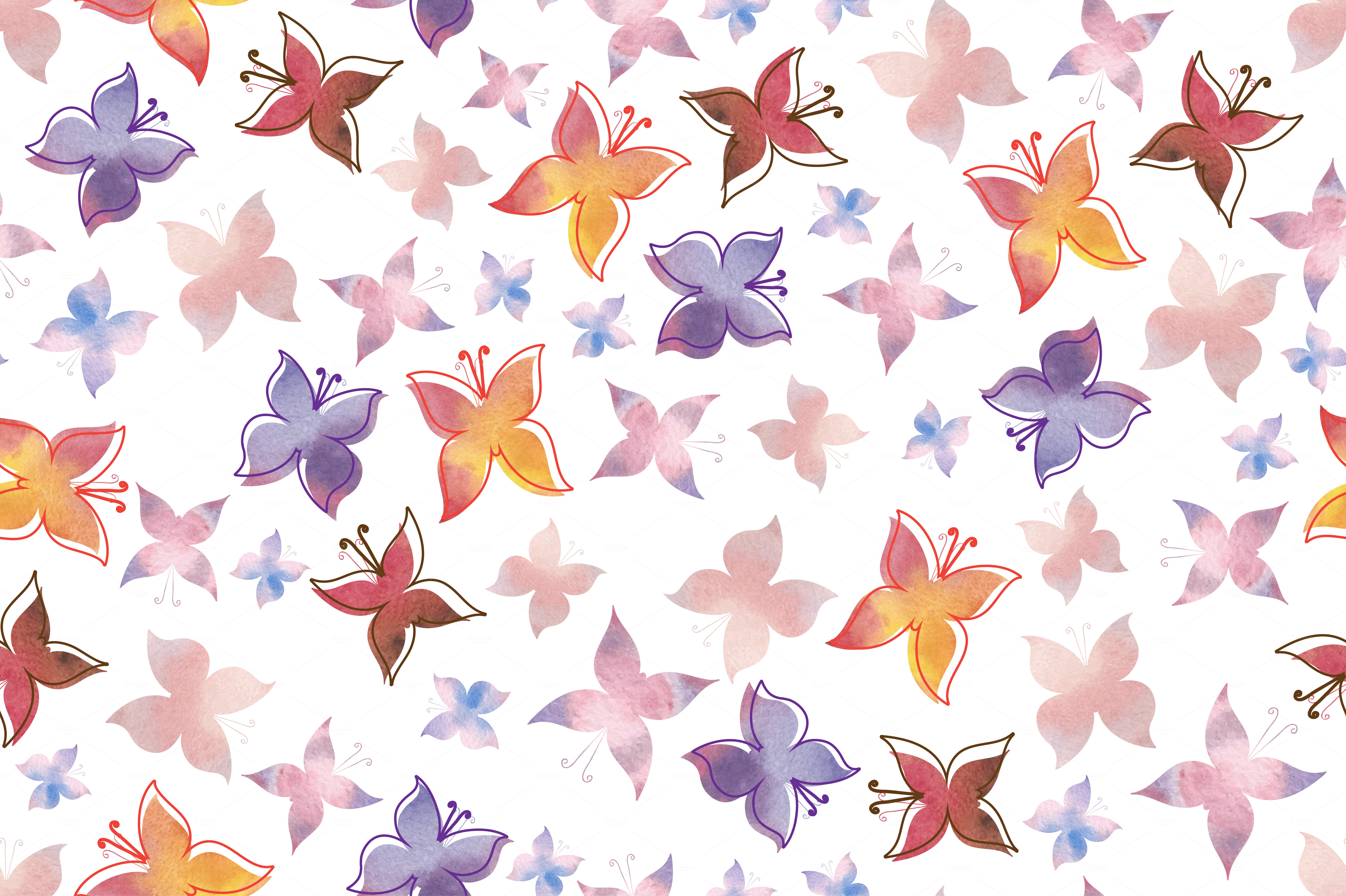 Watercolor pattern with butterflies Patterns on Creative Market