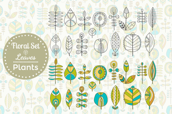 Set Of Leaves Seamless Patterns