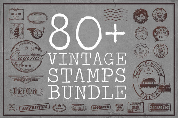 80 Vintage Stamp Bundle