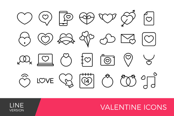 Valentine Line Icons