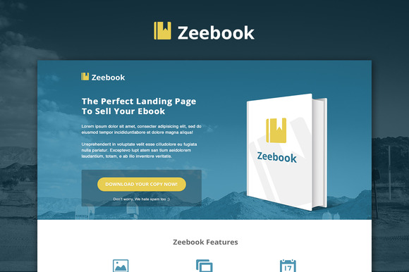 Zeebook EBook PSD Landing Page