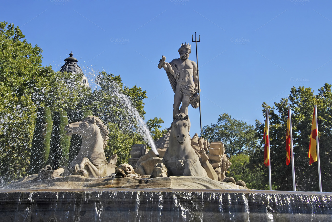 Madrid, Spain. Statue of Neptune Architecture Photos on Creative Market