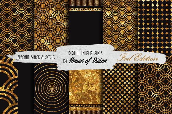 Elegant Black Gold Paper Pack