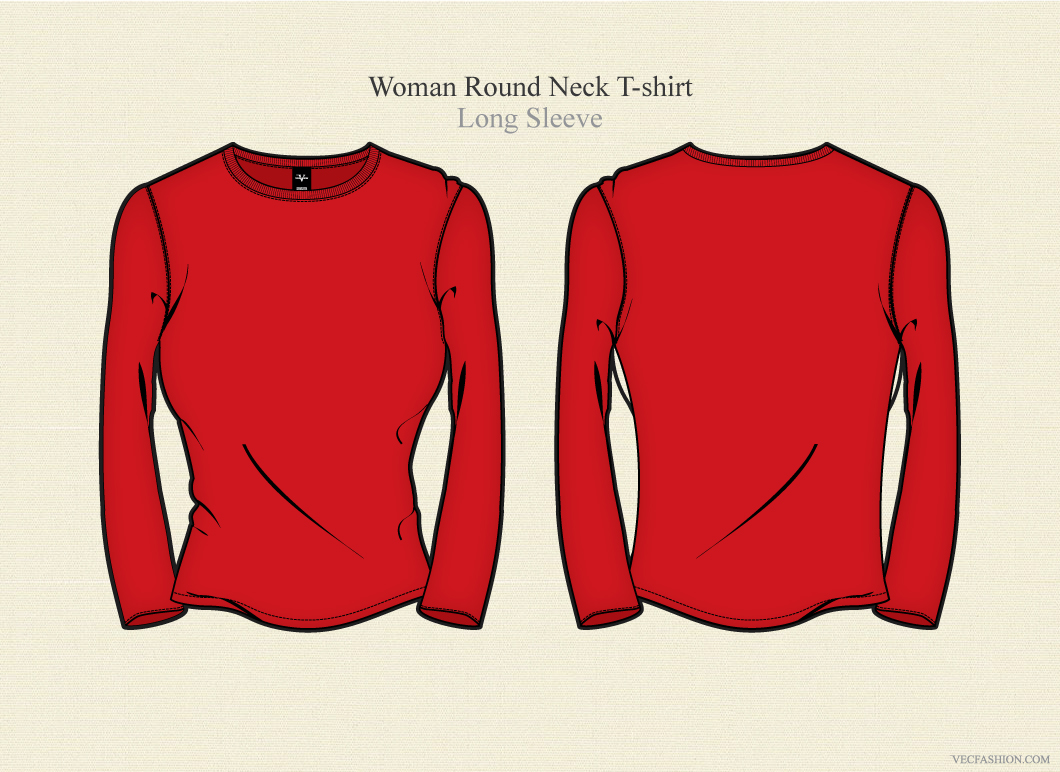 Download Woman Round Neck T-shirt Long Sleeve ~ Illustrations on ...