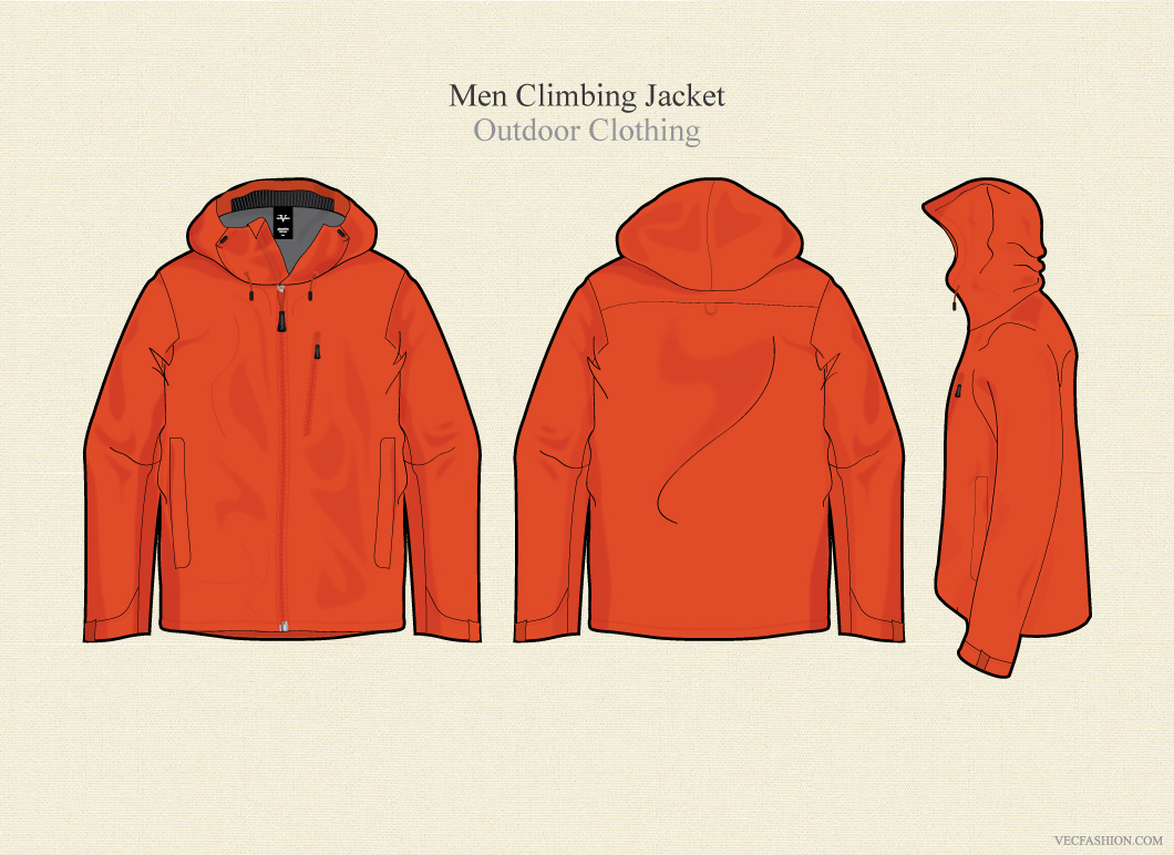 Men Climbing Jacket Vector iTemplatei Illustrations on 