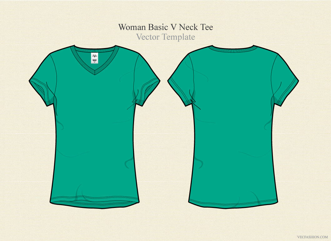 Download Woman Basic V Neck Tee ~ Illustrations on Creative Market