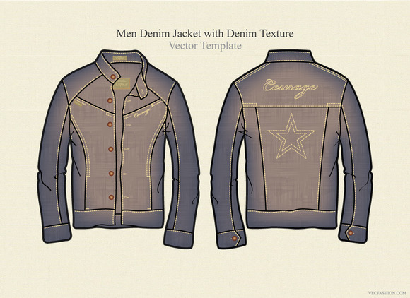 Download Men Denim Jacket with Denim Texture ~ Illustrations on ...