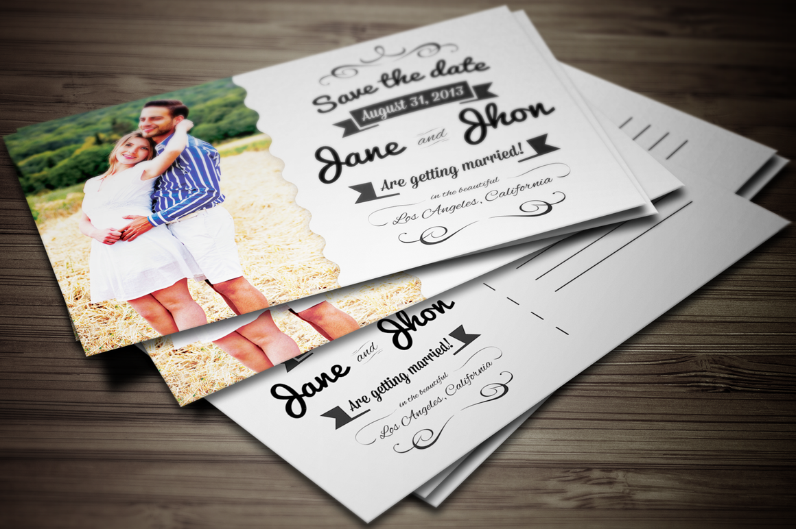 Elegant Wedding Invitation Postcard Invitation Templates on Creative