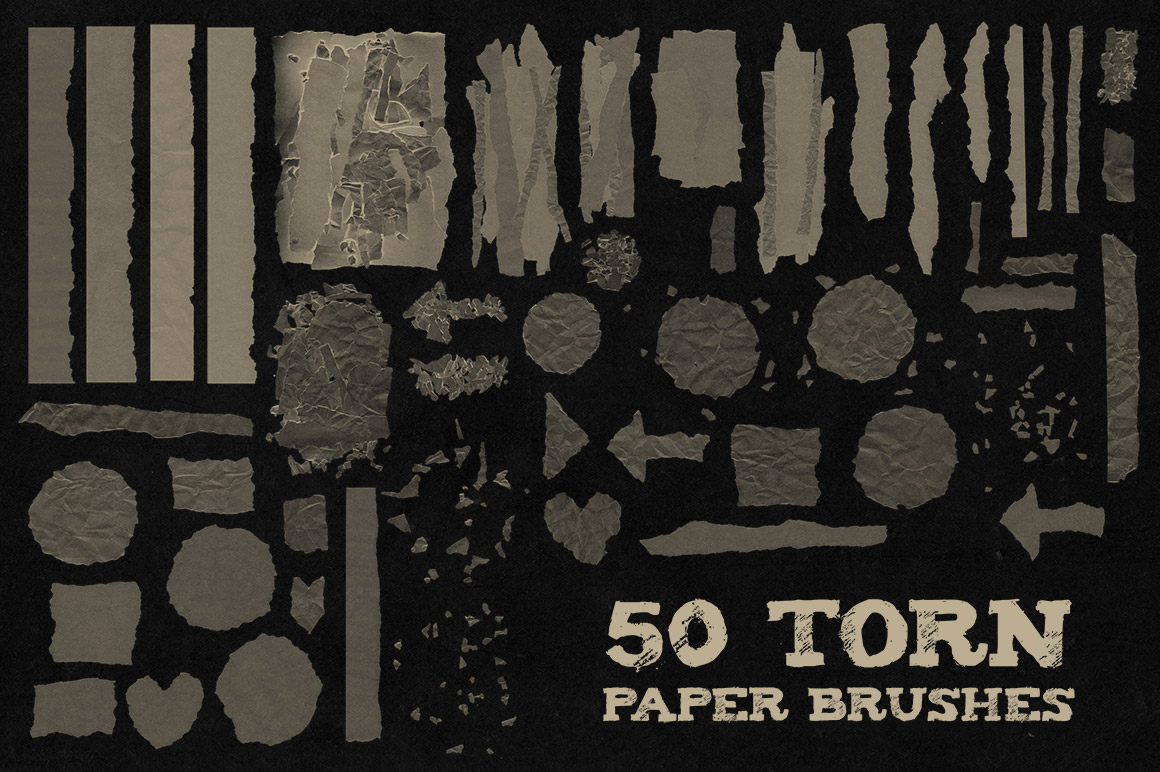 50 Torn Paper Brushes + 8 Textures ~ Brushes on Creative Market