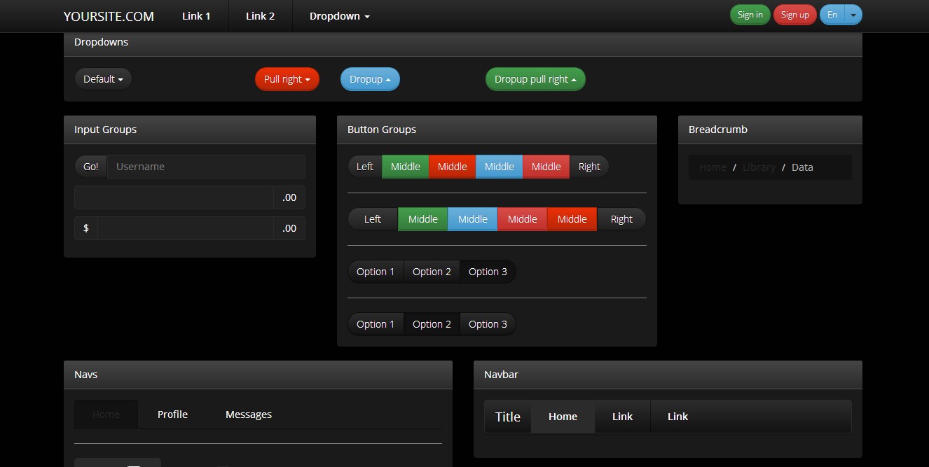 Bootstrap 3.0. Black alt theme skin Bootstrap Themes on Creative Market