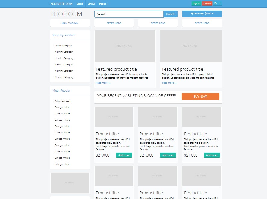 Ecommerce Responsive Bs3 0 V Website Templates On Creative Market Responsive Ecommerce Template Bootstrap