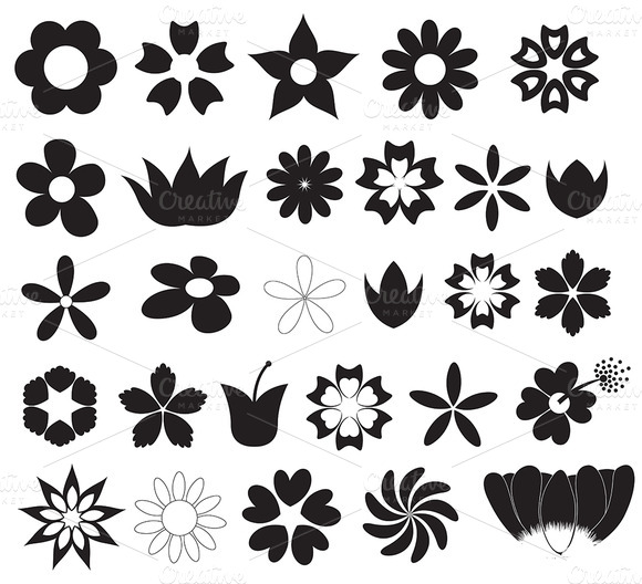 Flowers Silhouettes Vector Shapes ~ Illustrations on Creative Market