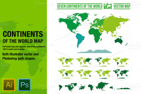 Continents Map Vector Stock Torrent » Designtube - Creative Design Content