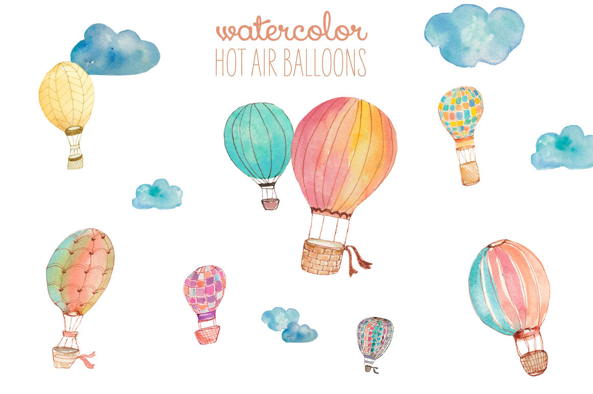 Watercolor Hot Air Balloons ~ Illustrations on Creative Market