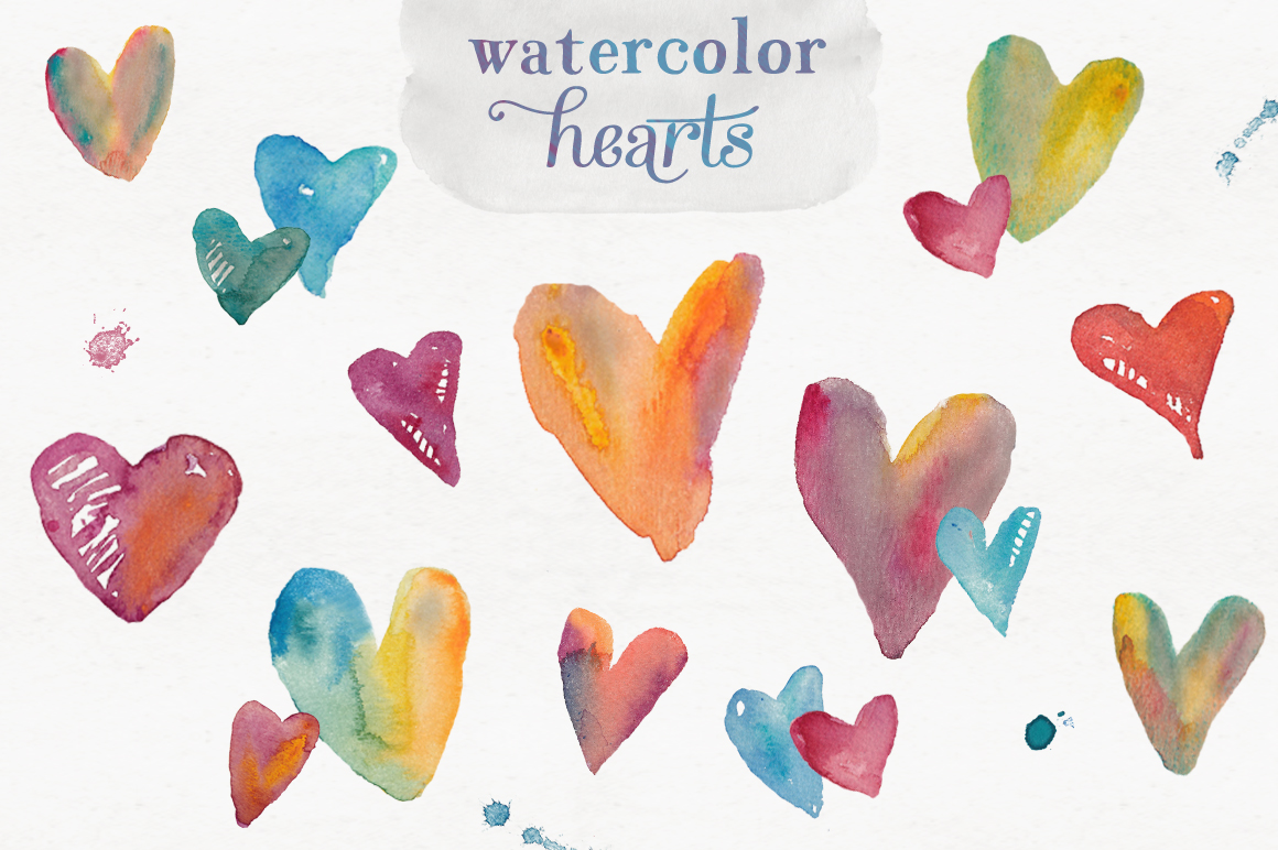 Watercolor Hearts Illustrations on Creative Market