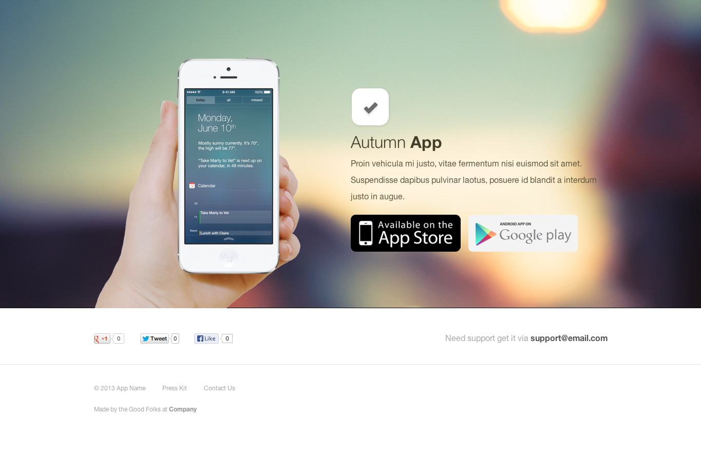 Autumn - iPhone App Website Template ~ Website Templates on Creative Market