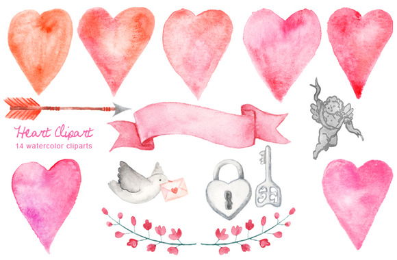 watercolor heart clipart - photo #27