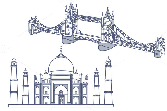 World's Famous Landmarks / Monuments ~ Illustrations on Creative Market