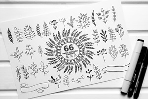 66 Hand sketched elements for design
