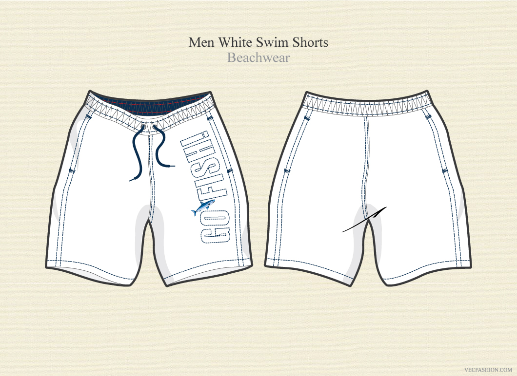 Men White Swim Shorts Beachwear Illustrations on Creative Market