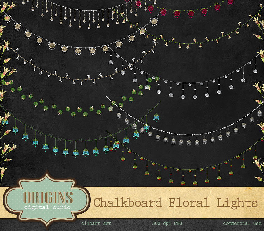 Chalkboard String Lights Clipart ~ Illustrations on Creative Market