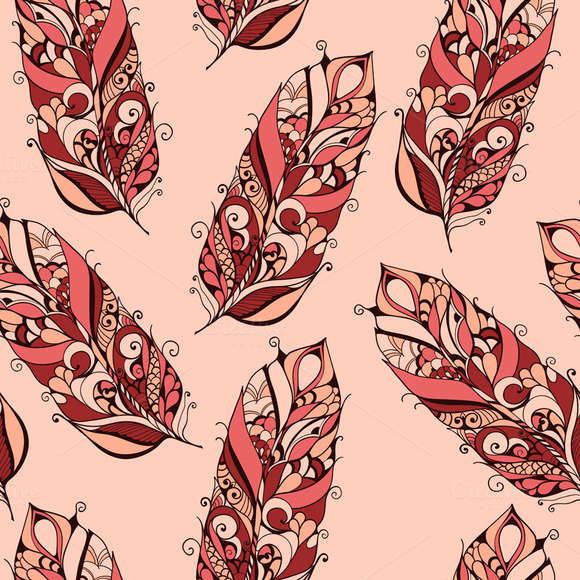 Seamless Pattern With Feathers