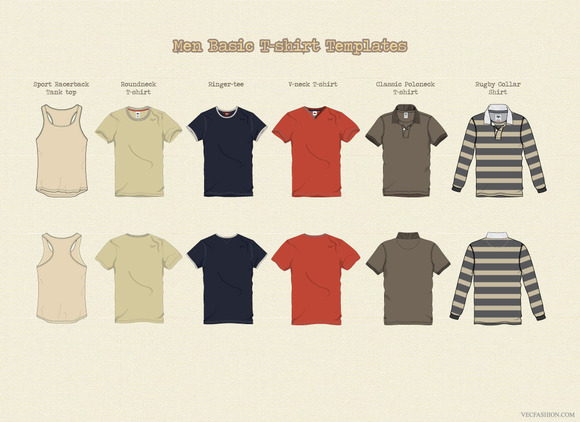 Men Basic T-shirt Templates
