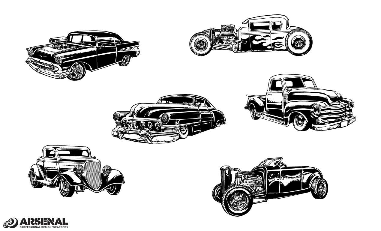 Vintage Cars Vector Pack ~ Illustrations on Creative Market