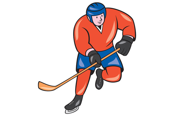 Ice Hockey Player With Stick Cartoon ~ Illustrations on Creative Market