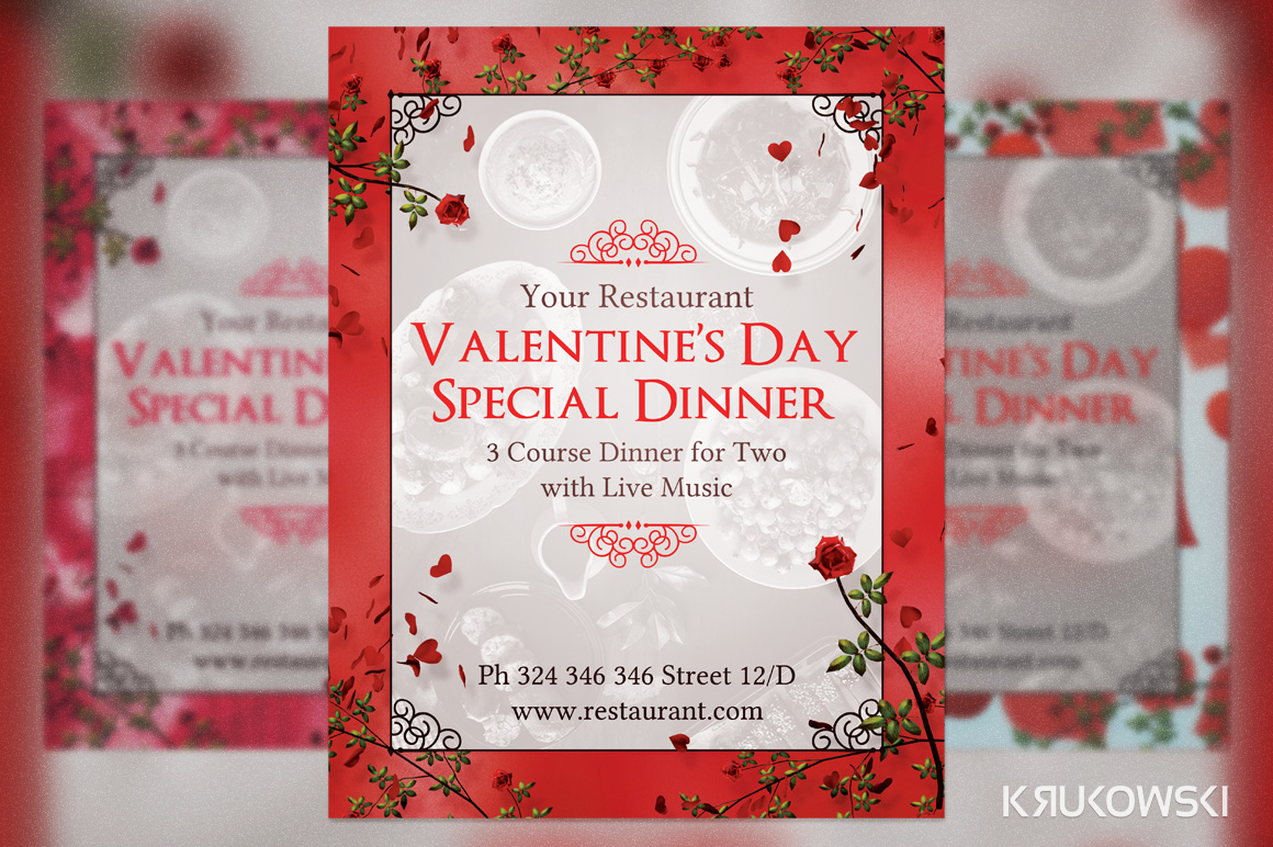 Valentine's Day Dinner for Two Flyer ~ Flyer Templates on Creative Market1160 x 772