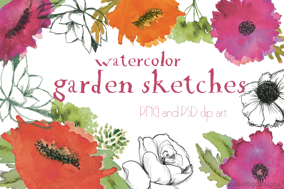 Download watercolor garden clipart ~ Illustrations on Creative Market
