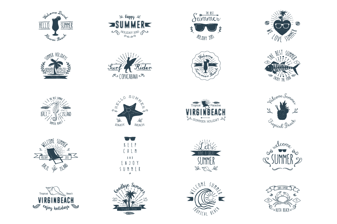 20 Summer Badges ~ Illustrations on Creative Market