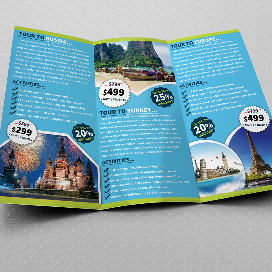 Travel Trifold Brochure 01 ~ Brochure Templates on Creative Market