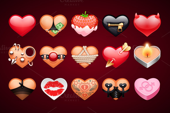 Set Of Vector Sex Hearts Icons ~ Icons On Creative Market