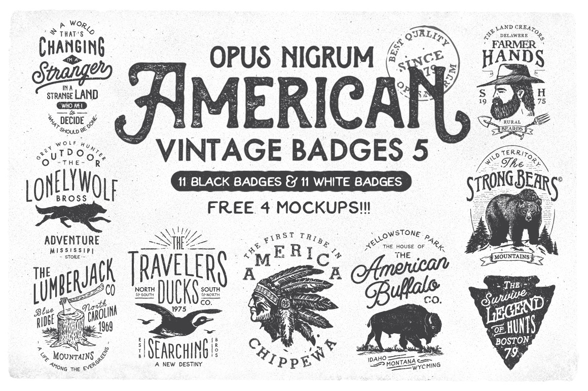 American Vintage Badges 5 ~ Logo Templates on Creative Market