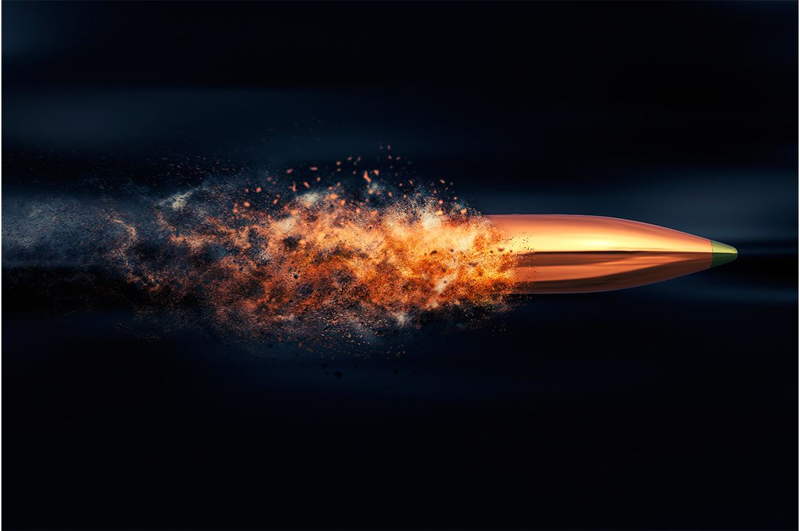 Flying bullet with dust trail ~ Graphics on Creative Market